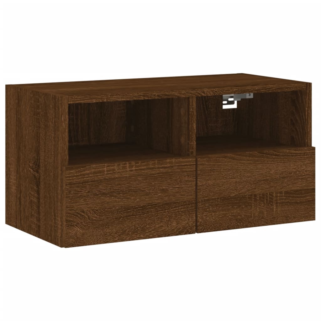 Mobile TV a Parete Rovere Marrone 60x30x30 cm Legno Multistrato - homemem39