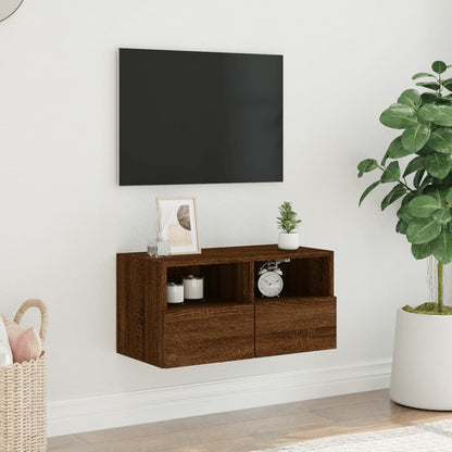 Mobile TV a Parete Rovere Marrone 60x30x30 cm Legno Multistrato - homemem39