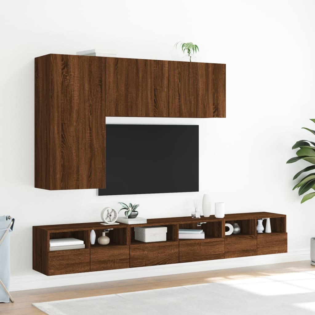 Mobile TV a Parete Rovere Marrone 60x30x30 cm Legno Multistrato - homemem39