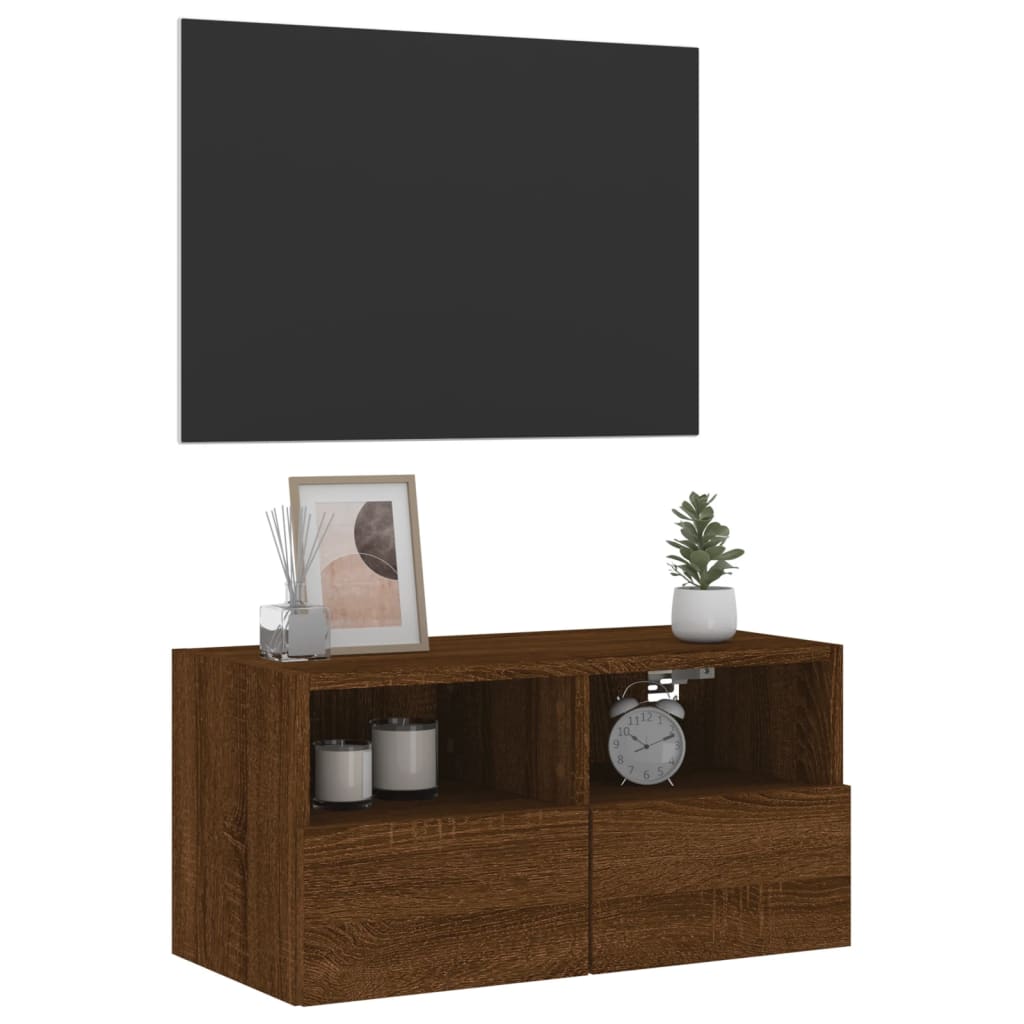 Mobile TV a Parete Rovere Marrone 60x30x30 cm Legno Multistrato - homemem39