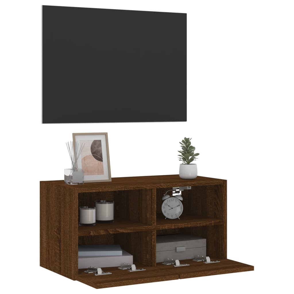 Mobile TV a Parete Rovere Marrone 60x30x30 cm Legno Multistrato - homemem39