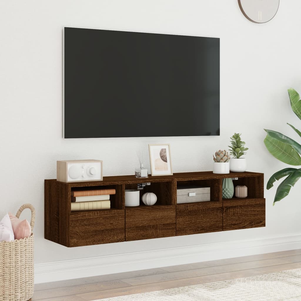 Mobili TV Muro 2 pz Rovere Marrone 60x30x30cm Legno Multistrato - homemem39