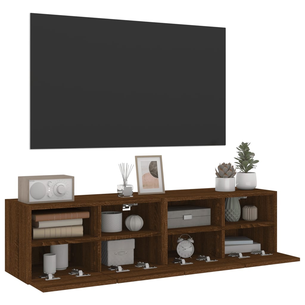 Mobili TV Muro 2 pz Rovere Marrone 60x30x30cm Legno Multistrato - homemem39