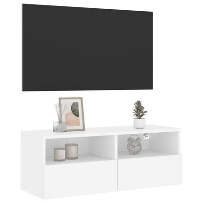 Mobile TV a Parete Bianco 80x30x30 cm in Legno Multistrato - homemem39