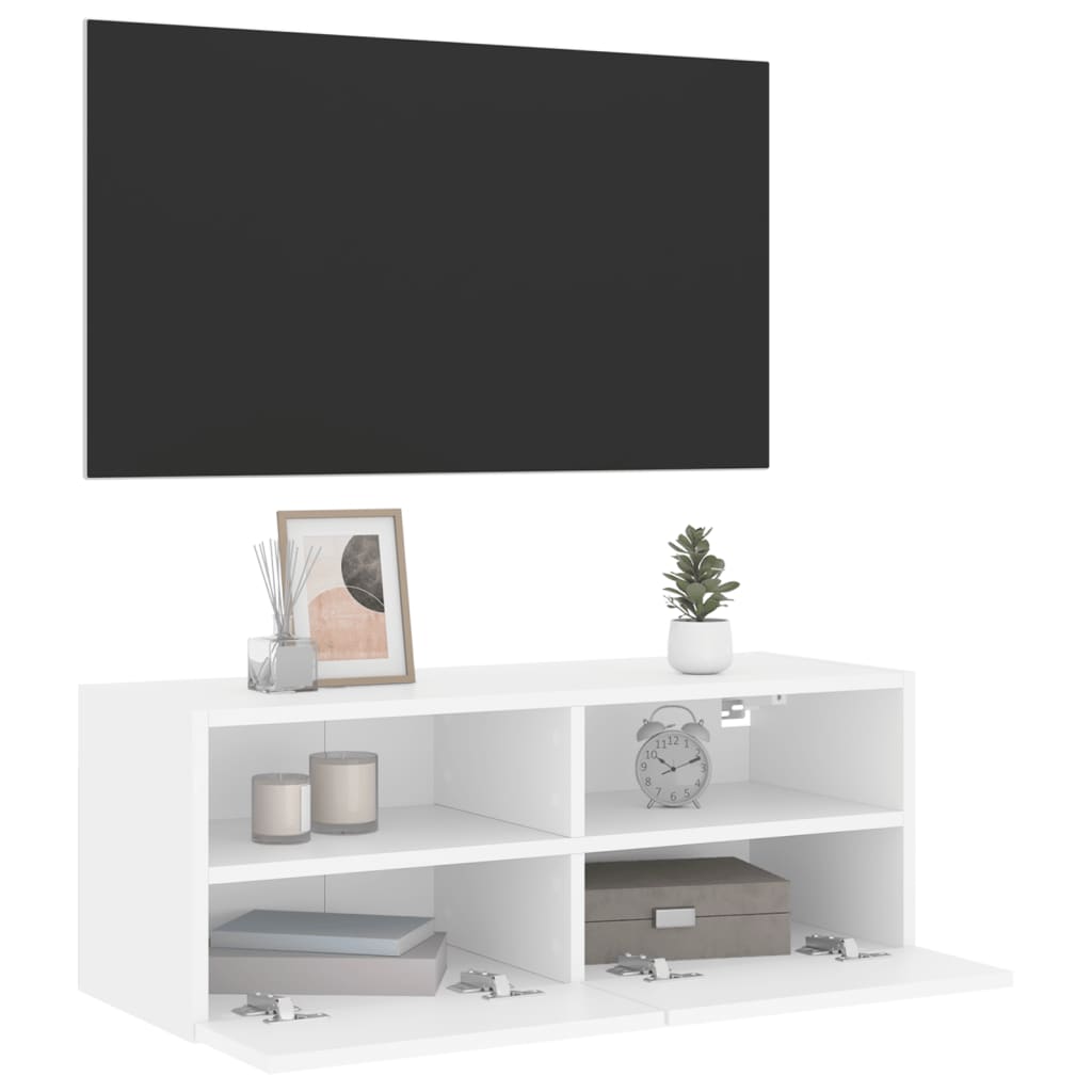 Mobile TV a Parete Bianco 80x30x30 cm in Legno Multistrato - homemem39