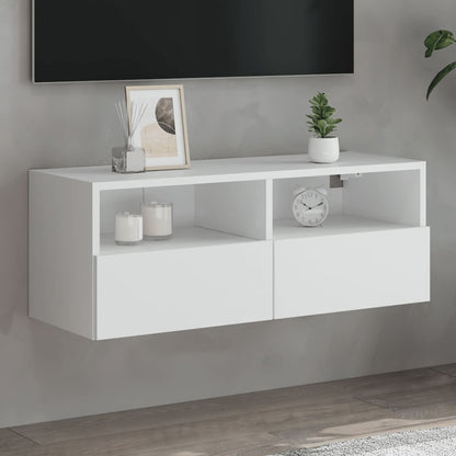 Mobile TV a Parete Bianco 80x30x30 cm in Legno Multistrato - homemem39