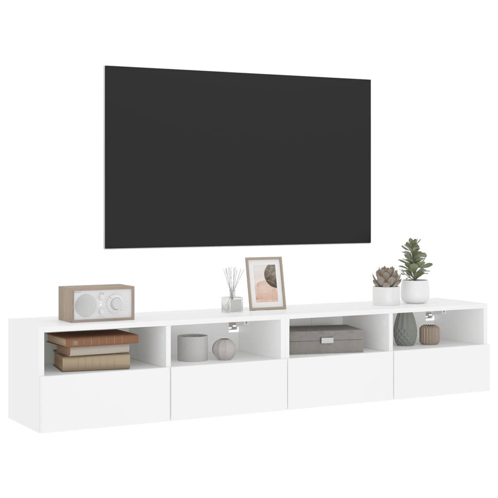 Mobili TV a Parete 2pz Bianchi 80x30x30 cm in Legno Multistrato - homemem39