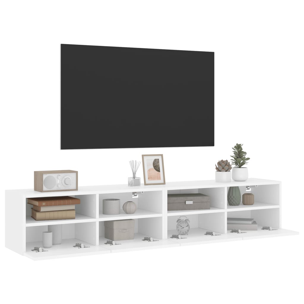 Mobili TV a Parete 2pz Bianchi 80x30x30 cm in Legno Multistrato - homemem39