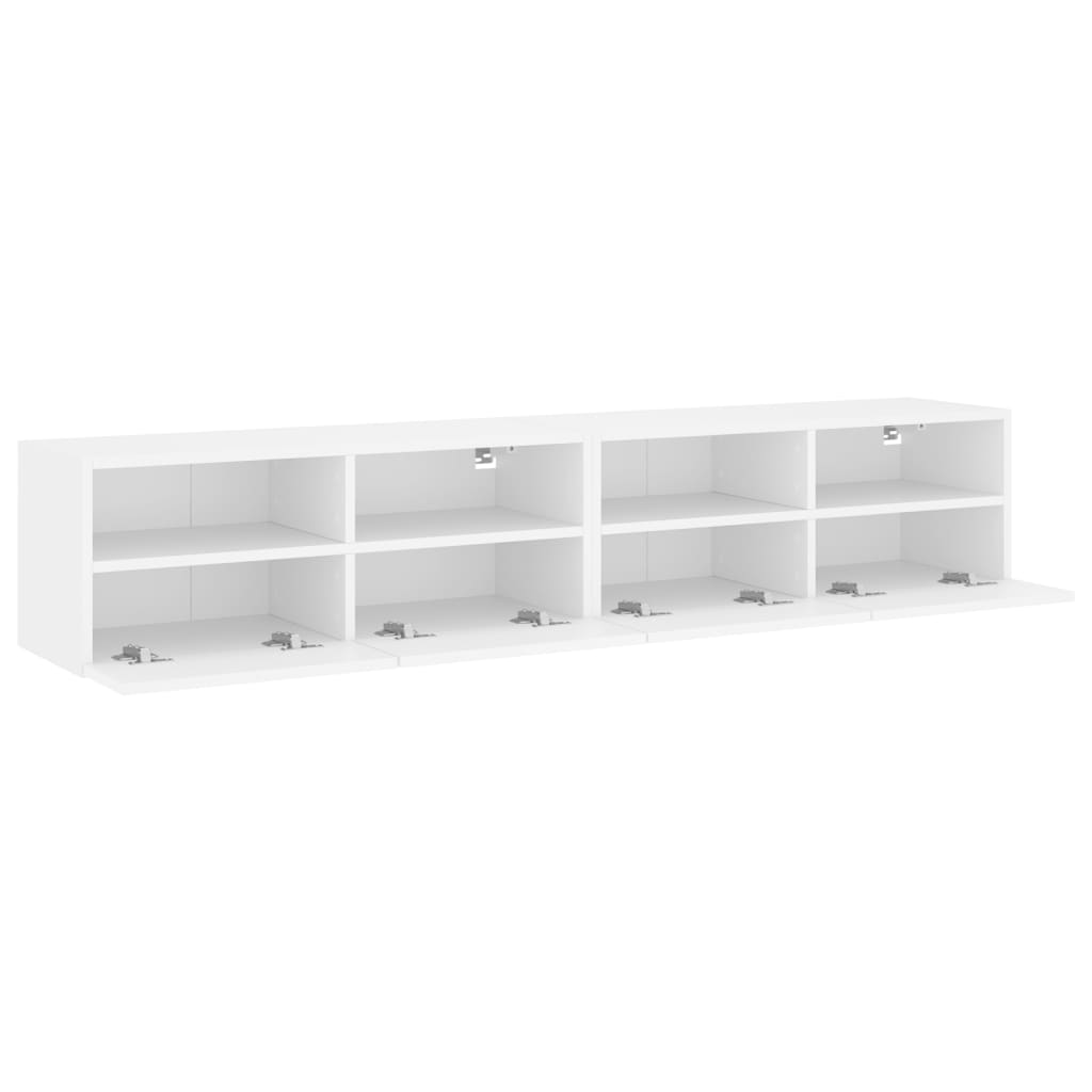 Mobili TV a Parete 2pz Bianchi 80x30x30 cm in Legno Multistrato - homemem39