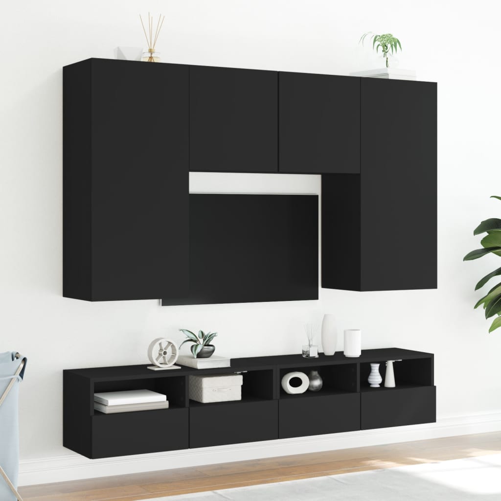 Mobili TV a Parete 2 pz Neri 80x30x30 cm in Legno Multistrato - homemem39