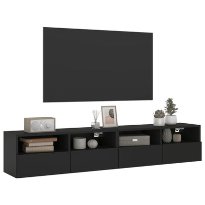 Mobili TV a Parete 2 pz Neri 80x30x30 cm in Legno Multistrato - homemem39