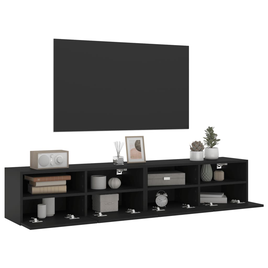 Mobili TV a Parete 2 pz Neri 80x30x30 cm in Legno Multistrato - homemem39