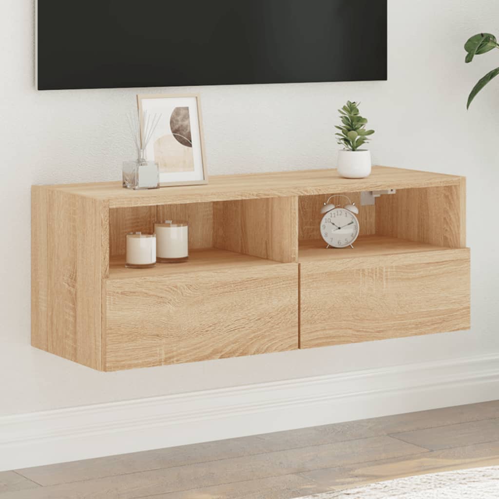 Mobile TV a Parete Rovere Sonoma 80x30x30 cm Legno Multistrato - homemem39