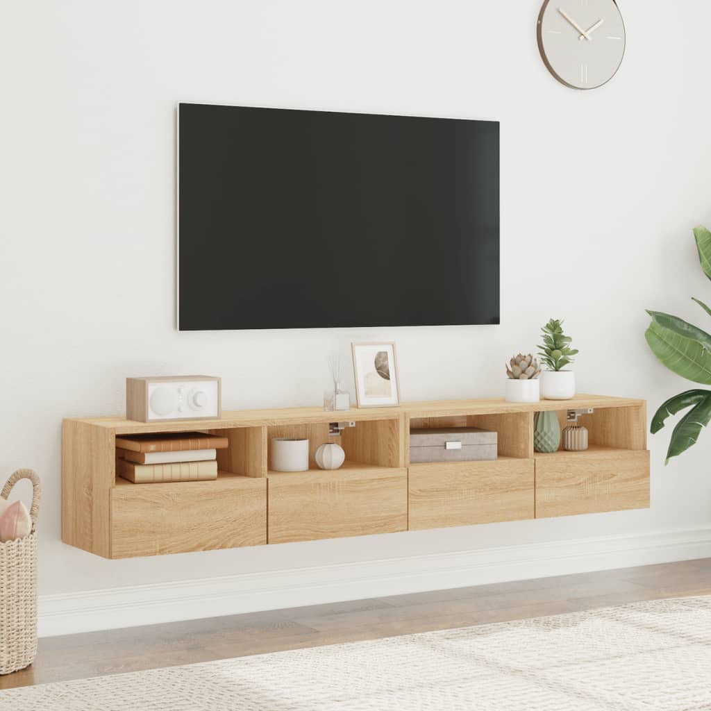 Mobili TV Parete 2pz Rovere Sonoma 80x30x30cm Legno Multistrato - homemem39