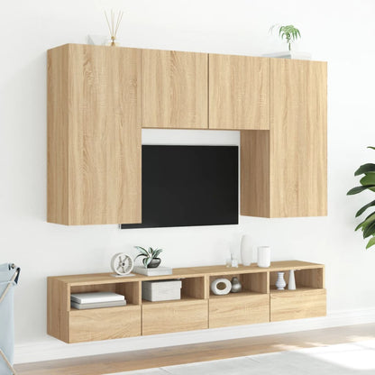 Mobili TV Parete 2pz Rovere Sonoma 80x30x30cm Legno Multistrato - homemem39