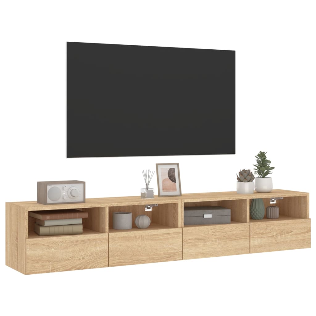 Mobili TV Parete 2pz Rovere Sonoma 80x30x30cm Legno Multistrato - homemem39