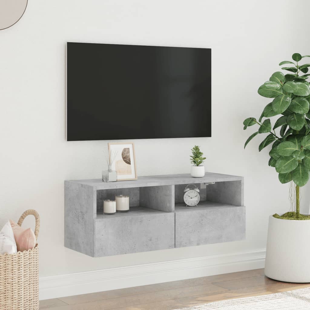 Mobile TV a Parete Grigio Cemento 80x30x30 cm Legno Multistrato - homemem39