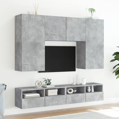 Mobile TV a Parete Grigio Cemento 80x30x30 cm Legno Multistrato - homemem39