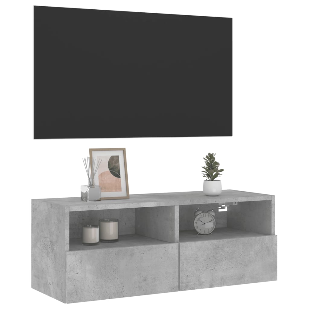 Mobile TV a Parete Grigio Cemento 80x30x30 cm Legno Multistrato - homemem39