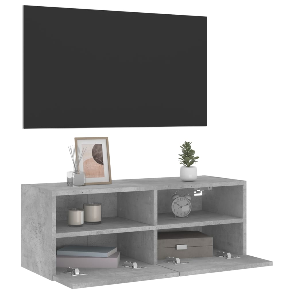 Mobile TV a Parete Grigio Cemento 80x30x30 cm Legno Multistrato - homemem39