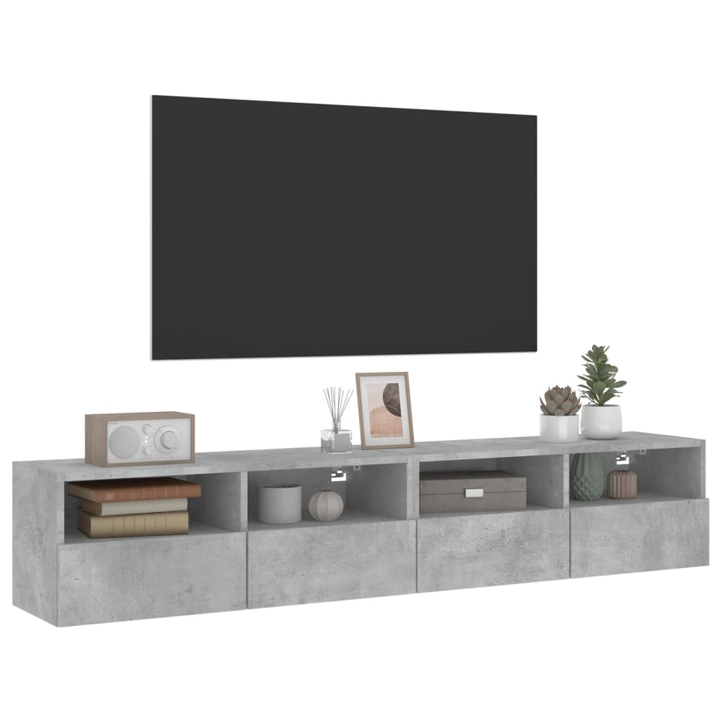 Mobili TV Muro 2pz Grigio Cemento 80x30x30 cm Legno Multistrato - homemem39