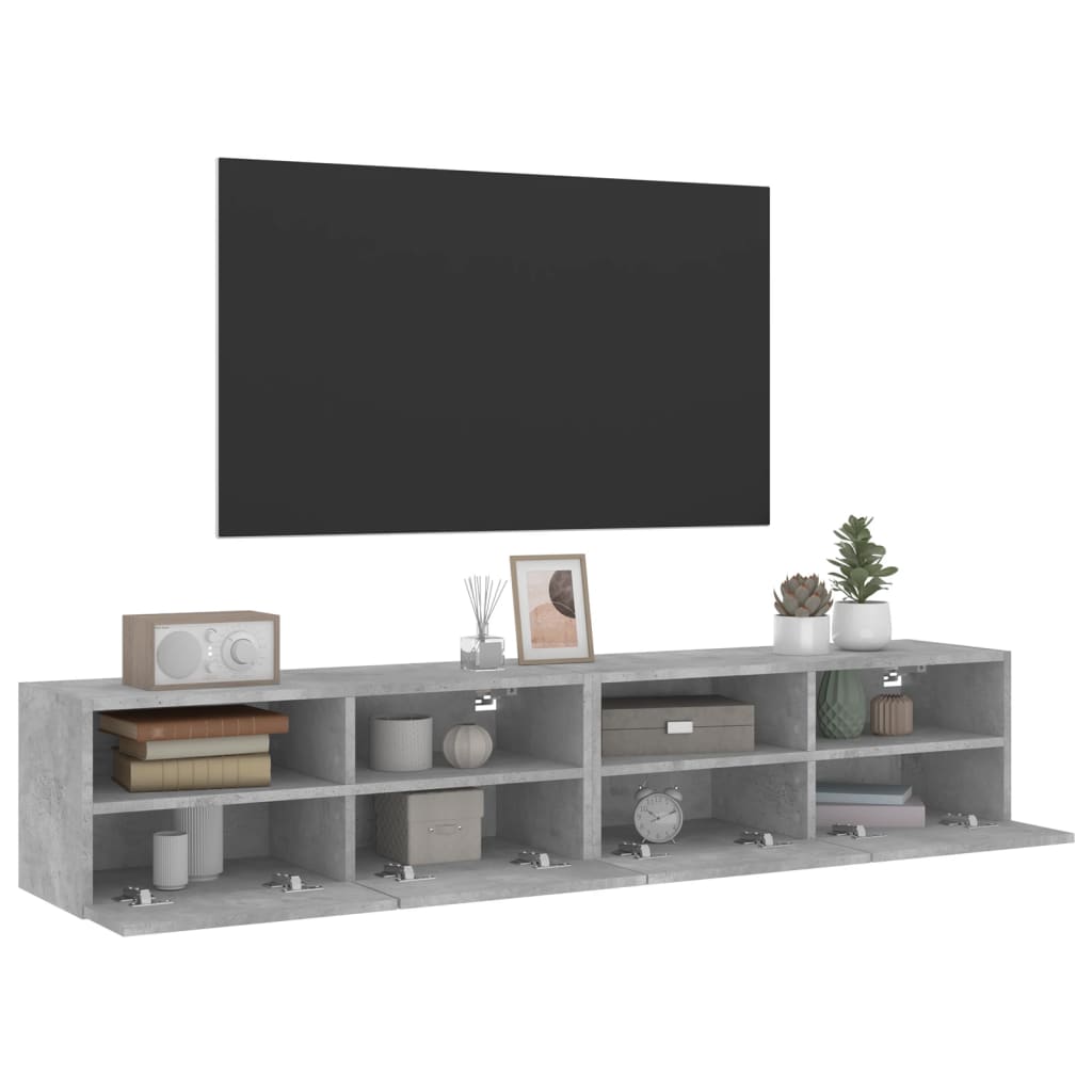 Mobili TV Muro 2pz Grigio Cemento 80x30x30 cm Legno Multistrato - homemem39