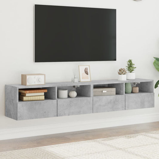 Mobili TV Muro 2pz Grigio Cemento 80x30x30 cm Legno Multistrato - homemem39