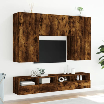 Mobile TV a Parete Rovere Fumo 80x30x30 cm in Legno Multistrato - homemem39