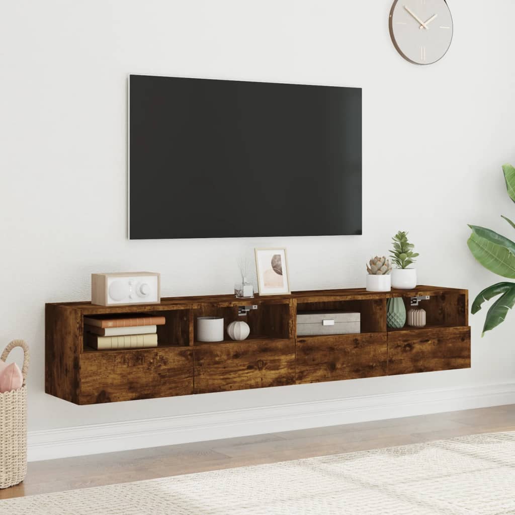 Mobili TV a Muro 2 pz Rovere Fumo 80x30x30 cm Legno Multistrato - homemem39