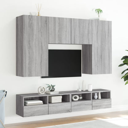 Mobile TV a Parete Grigio Sonoma 80x30x30 cm Legno Multistrato - homemem39