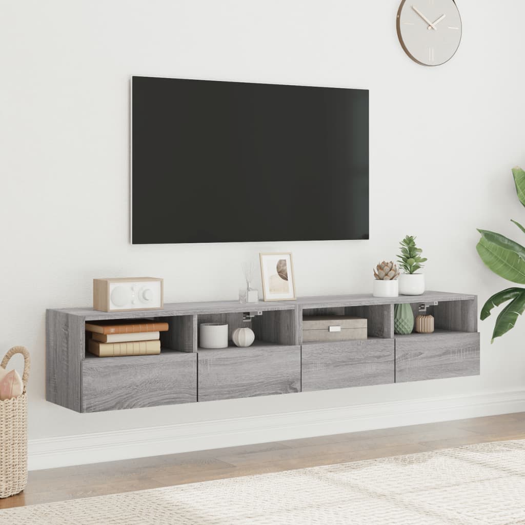 Mobili TV Parete 2pz Grigio Sonoma 80x30x30cm Legno Multistrato - homemem39