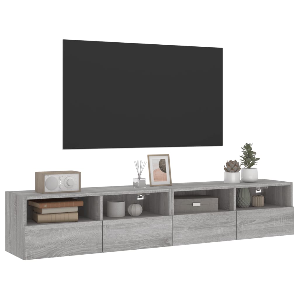 Mobili TV Parete 2pz Grigio Sonoma 80x30x30cm Legno Multistrato - homemem39