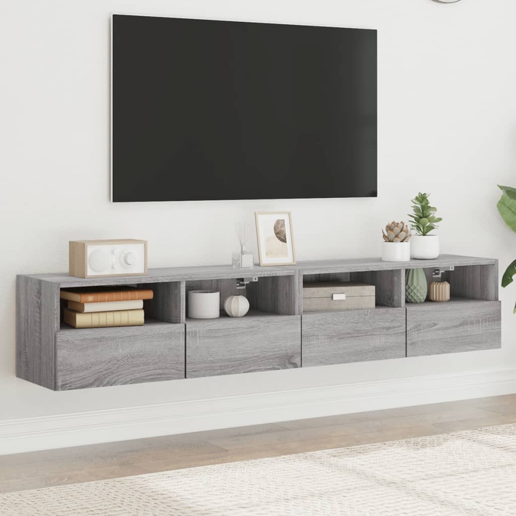 Mobili TV Parete 2pz Grigio Sonoma 80x30x30cm Legno Multistrato - homemem39