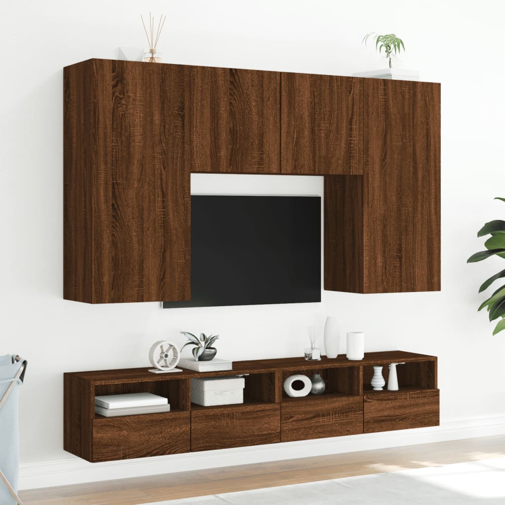 Mobile TV a Parete Rovere Marrone 80x30x30 cm Legno Multistrato - homemem39