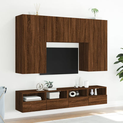 Mobili TV Muro 2 pz Rovere Marrone 80x30x30cm Legno Multistrato - homemem39