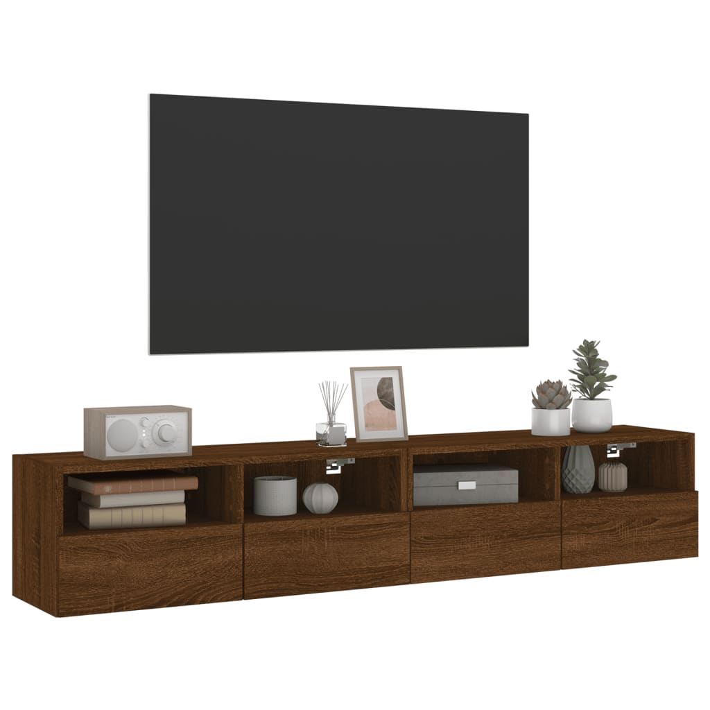 Mobili TV Muro 2 pz Rovere Marrone 80x30x30cm Legno Multistrato - homemem39