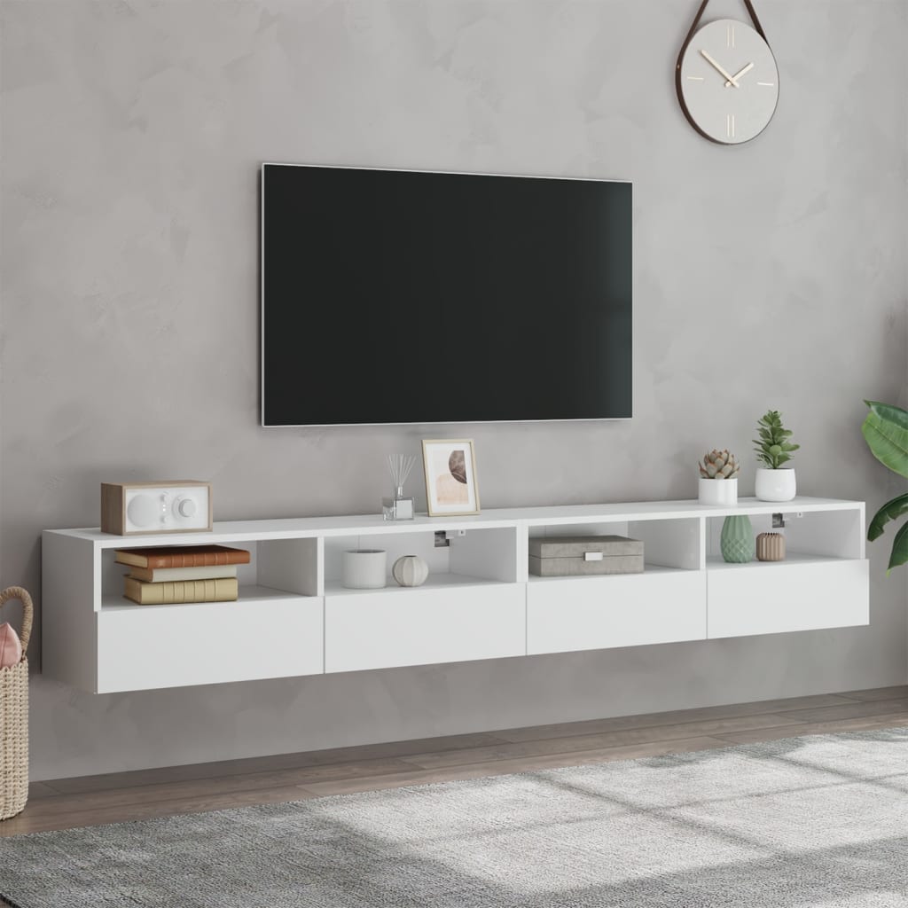 Mobili TV a Parete 2pz Bianchi 100x30x30 cm Legno Multistrato - homemem39