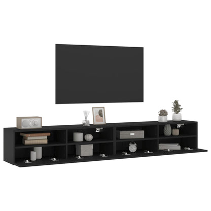 Mobili TV a Parete 2pz Neri 100x30x30 cm in Legno Multistrato - homemem39