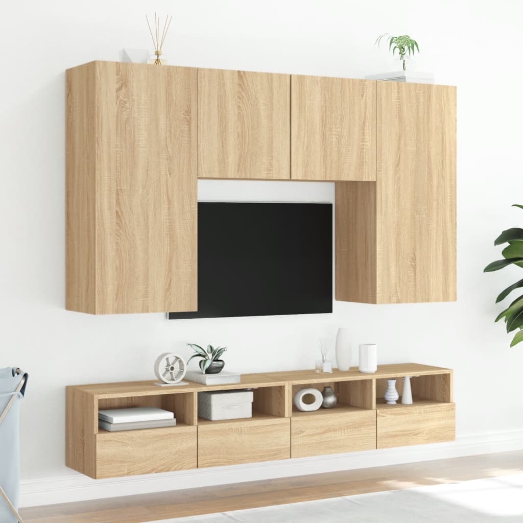 Mobile TV Parete Rovere Sonoma 100x30x30cm in Legno Multistrato - homemem39