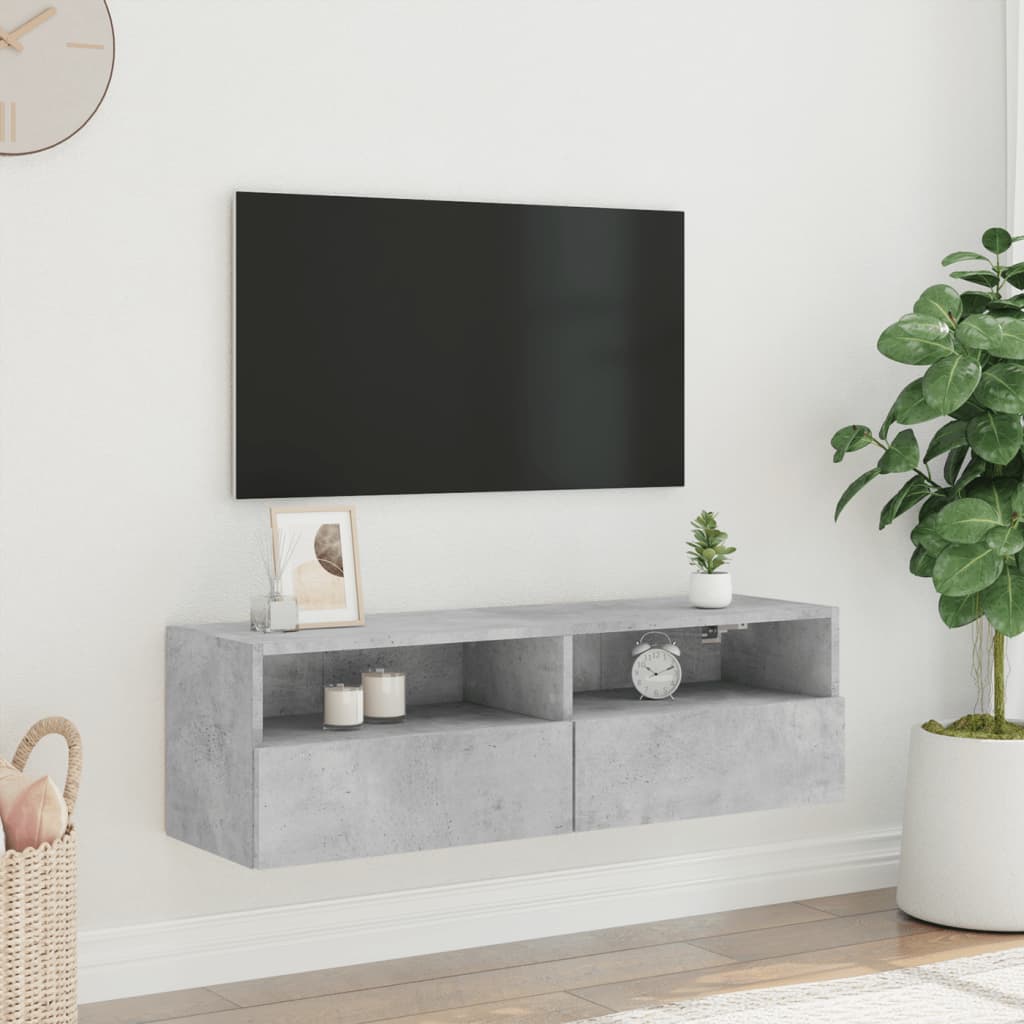 Mobile TV a Parete Grigio Cemento 100x30x30cm Legno Multistrato - homemem39