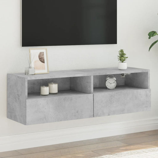 Mobile TV a Parete Grigio Cemento 100x30x30cm Legno Multistrato - homemem39