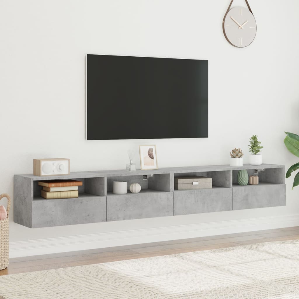 Mobili TV Muro 2pz Grigio Cemento 100x30x30cm Legno Multistrato - homemem39