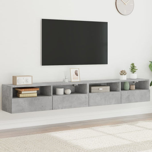 Mobili TV Muro 2pz Grigio Cemento 100x30x30cm Legno Multistrato - homemem39