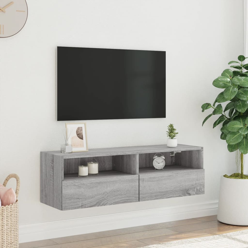 Mobile TV a Parete Grigio Sonoma 100x30x30 cm Legno Multistrato - homemem39