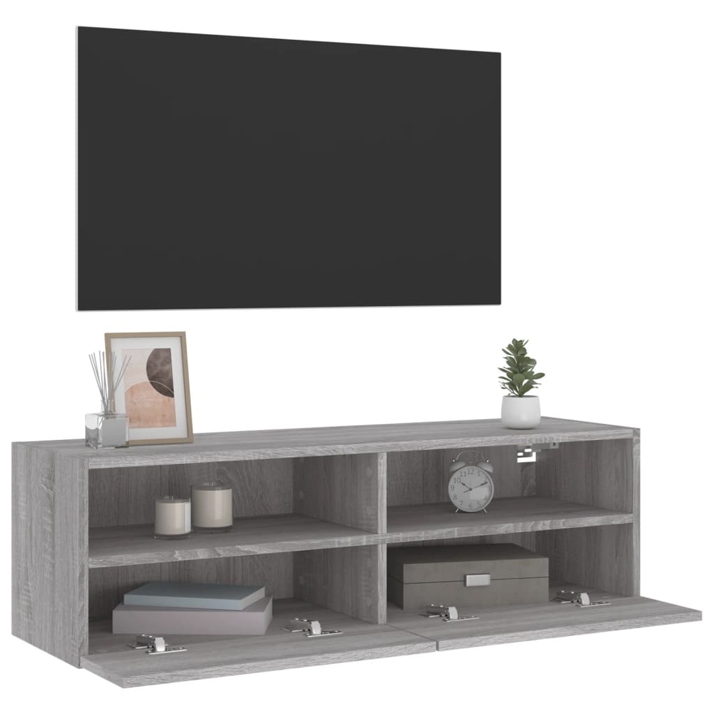 Mobile TV a Parete Grigio Sonoma 100x30x30 cm Legno Multistrato - homemem39