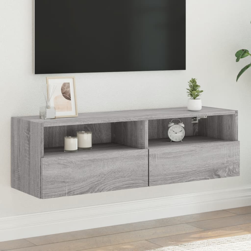 Mobile TV a Parete Grigio Sonoma 100x30x30 cm Legno Multistrato - homemem39