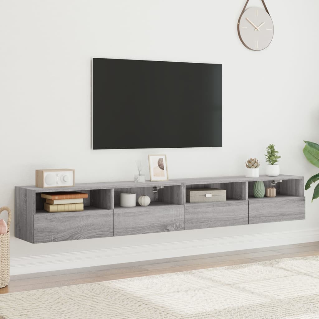 Mobili TV Muro 2pz Grigio Sonoma 100x30x30 cm Legno Multistrato - homemem39