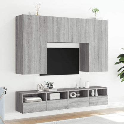 Mobili TV Muro 2pz Grigio Sonoma 100x30x30 cm Legno Multistrato - homemem39