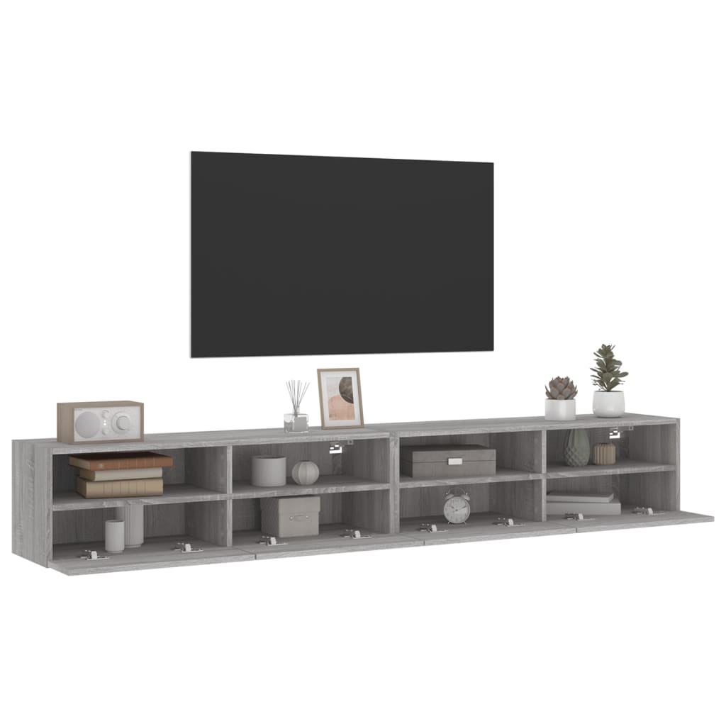 Mobili TV Muro 2pz Grigio Sonoma 100x30x30 cm Legno Multistrato - homemem39