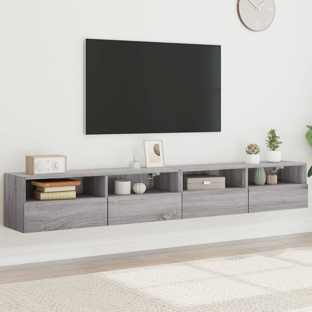 Mobili TV Muro 2pz Grigio Sonoma 100x30x30 cm Legno Multistrato - homemem39